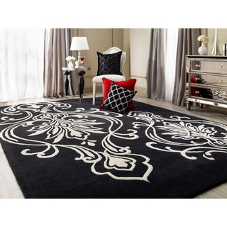 Black & White Flower Design Premium Hand Tufted Carpet