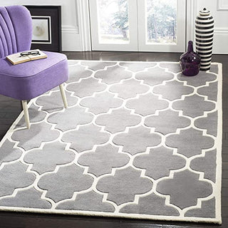 Hand Tufted Modern Design Wool Carpet for Living Room, Bedroom, Drawing Room and Hall  -gray floral
