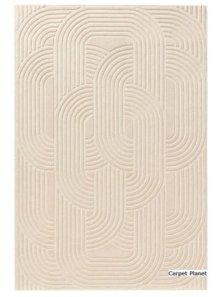 Premium quality Modern Abstract Ivory Combed Curves Hand Tufted Rug